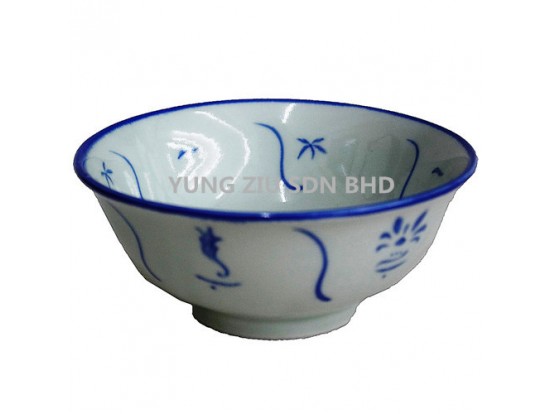 6^CERAMICS BOWL HAND COLOR ANTIQUE BLUE(11554)